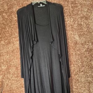 Chadwicks Elegant Black Drape Cardigan and Dress Set